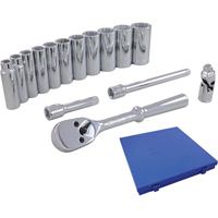 Socket & Attachment Set, 15 Pcs, 3/8" Drive Size, Deep Stor-it Systems
