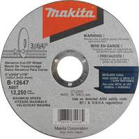 Thin Kerf Cut-Off Wheel, 5" x 3/64", 7/8" Arbor, Type 1, Aluminum Oxide, 12250 RPM UAF014 | Stor-it Systems