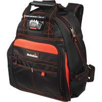 Lighted Tool Backpack, Black/Orange, Ballistic/Polyester UAX326 | Stor-it Systems