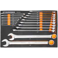 12-Point Long Pattern Combination SAE Wrench Set in Foam Storage Tray, Open-Ended, 19 Pieces, Imperial Stor-it Systems