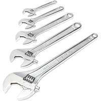 Chrome Wrench Set, Adjustable, 5 Pieces, Imperial and Metric Stor-it Systems
