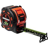 Ruban &agrave; mesurer Shockforce NITE EYE, 1-1/4" x 16'/5 m, Marques de goujon M&eacute;trique/SAE Stor-it Systems