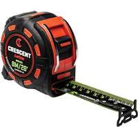 Ruban &agrave; mesurer Shockforce NITE EYE, 1-1/4" x 25'/8 m, Marques de goujon M&eacute;trique/SAE Stor-it Systems