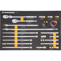 Ensemble d'outils &agrave; cliquet et d'entraînement 3/8" &agrave; 90 dents avec plateau de rangement en mousse Stor-it Systems