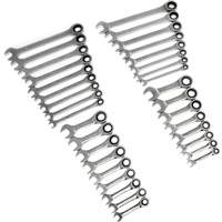 72-Tooth 12 Point Standard & Stubby Wrench Set, Ratcheting Combination, 34 Pieces, Imperial and Metric Stor-it Systems