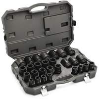 6 Point Metric Socket Set, 28 Pcs, Impact, 3/4" Drive Size, Deep Stor-it Systems