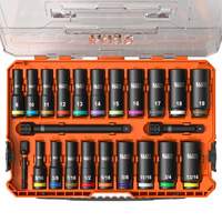 KNECT Drive Socket Set, 23 Pcs, Impact, 3/8" Drive Size, Deep Stor-it Systems