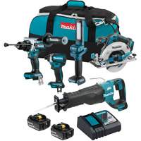 LXT Brushless Cordless 5 Tool Combo Kit, Lithium-Ion, 18 V Stor-it Systems
