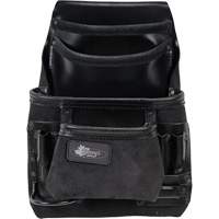 Phantom Collection Heavy-Duty Nail & Tool Bag, Leather, 10 Pockets, Black Stor-it Systems