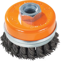 Knot-Twisted Wire Cup Brush with Ring, 3" Dia. x 5/8"-11 Arbor UE895 | Stor-it Systems