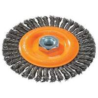 Brosse &agrave; fils nou&eacute;s pour cordons de soudure, Dia. 4", Fils 0,02", Arbre 5/8"-11, Acier Stor-it Systems