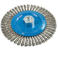 Brosse &agrave; fils &eacute;troits nou&eacute;s et torsad&eacute;s, Dia. 6", Fils 0,02", Arbre 5/8"-11, Aluminium/Acier inoxydable Stor-it Systems