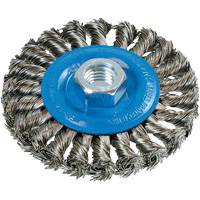 Wide Knotted Wire Wheel Brush, 5/8"-11 Arbor, Steel UE932 | Stor-it Systems