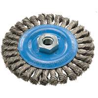 Wide Knotted Wire Wheel Brush, 5" Dia., 0.02" Fill, 5/8"-11 Arbor, Aluminum/Stainless Steel UE940 | Stor-it Systems