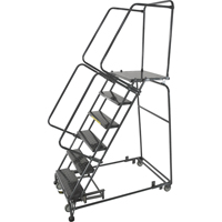 &eacute;chelles roulantes avec pied verrouillable activ&eacute; par le poids, 5 marches, Largeur de la marche 24", Hauteur de la plateforme 50", Acier Stor-it Systems