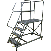 Mobile Work Platforms, Steel, 4 Steps, 40" H, 36" D, 24" Step, Serrated VC417 | Stor-it Systems