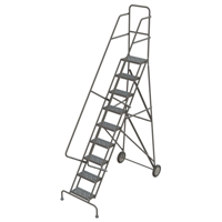 Steel Rolling Ladder, 9 Steps, 16" Step Width, 90" Platform Height, Steel Stor-it Systems
