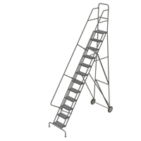 &eacute;chelles roulantes en acier, 12 marches, Largeur de la marche 16", Hauteur de la plateforme 120", Acier Stor-it Systems