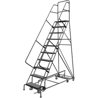 All Directional Rolling Ladder, 10 Steps, 24" Step Width, 100" Platform Height, Steel VC543 | Stor-it Systems