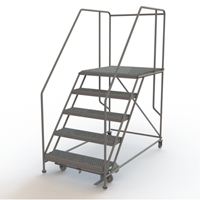 Mobile Work Platform, Steel, 5 Steps, 50" H, 36" D, 36" Step, Serrated Stor-it Systems