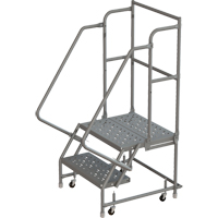 Escabeaux roulants &agrave; dessus profond, 2 marches, Largeur de la marche 16", Hauteur de la plateforme 20", Acier Stor-it Systems