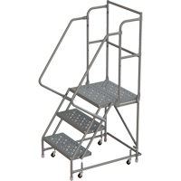Escabeaux roulants &agrave; dessus profond, 3 marches, Largeur de la marche 16", Hauteur de la plateforme 30", Acier Stor-it Systems