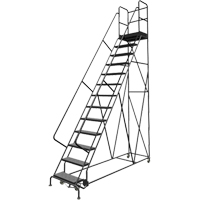 Escabeaux roulants &agrave; dessus profond, 13 marches, Largeur de la marche 24", Hauteur de la plateforme 130", Acier Stor-it Systems