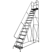 Escabeaux roulants &agrave; dessus profond, 14 marches, Largeur de la marche 24", Hauteur de la plateforme 140", Acier Stor-it Systems