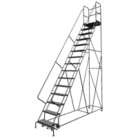 Escabeaux roulants &agrave; dessus profond, 15 marches, Largeur de la marche 24", Hauteur de la plateforme 150", Acier Stor-it Systems