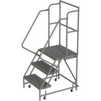 Deep Top Step Rolling Ladder, 3 Steps, 24" Step Width, 30" Platform Height, Steel VC763 | Stor-it Systems