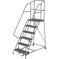 Deep Top Step Rolling Ladder, 6 Steps, 16" Step Width, 60" Platform Height, Steel VC768 | Stor-it Systems
