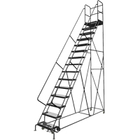 Deep Top Step Rolling Ladder, 15 Steps, 24" Step Width, 150" Platform Height, Steel VC779 | Stor-it Systems