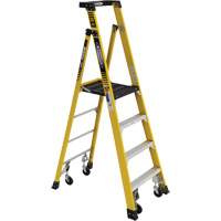 Heavy-Duty Rolling Podium Ladder, 3 Steps, 27-3/5" Step Width, 48" Platform Height, Fibreglass VD476 | Stor-it Systems