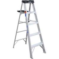 Step Ladder with Pail Shelf, 5', Aluminum, 300 lbs. Capacity, Type 1A VD559 | Stor-it Systems