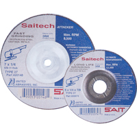 Saitech Ultimate Performance™ Grinding Wheel, 4" x 1/4", 3/8" arbor, Aluminum Oxide, Type 27 VU962 | Stor-it Systems