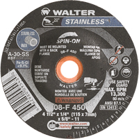 Depressed Centre Grinding Wheels - Stainless Type 27, 4-1/2" x 1/4", 5/8"-11 Arbor, Type 27S VV405 | Stor-it Systems