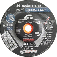 Depressed Centre Grinding Wheels - Stainless Type 27, 5" x 1/4", 5/8"-11 Arbor, Type 27S VV406 | Stor-it Systems