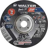 Zip™ Cutting and Grinding Wheel, 3" x 1/13", 3/8" Arbor, Type 27, 60 Grit, Aluminum Oxide VV578 | Stor-it Systems