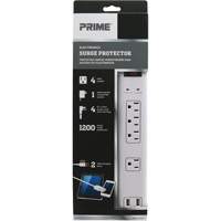 Limiteurs de surtension avec chargeur USB, 4 Prises, 1200 J, 1875 W, Cordon 4' Stor-it Systems