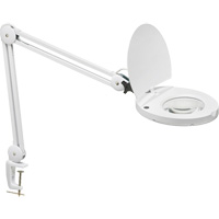 Lampe loupe DEL avec support en A, Dioptrie 3, Ampoule DEL, Bras de 47", Pinces serre-joints, Blanc Stor-it Systems