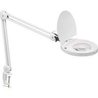 Adjustable Magnifier Lamp, 5 Diopter, LED Light, 47" Arm, C-Clamp, White XI489 | Stor-it Systems