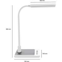 Goose Neck Desk Lamp with USB Charger, 8 W, LED, 15" Neck, White XI753 | Stor-it Systems