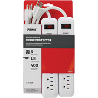 Surge Protector 2-Pack, 6 Outlets, 400 J, 1875 W, 1.5' Cord XJ247 | Stor-it Systems