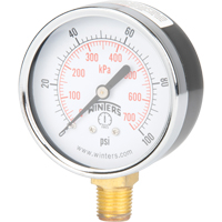 Pressure Gauge, 2-1/2" , 0 - 100 psi, Bottom Mount, Analogue YB882 | Stor-it Systems